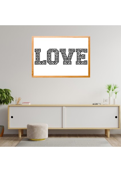 Love Yazılı Çerçeve Tablo