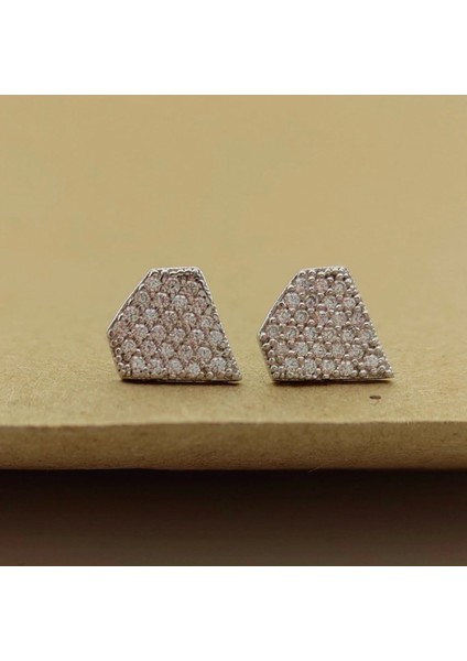 Elmas Detayh 925 Ayar Gümüş Küpe