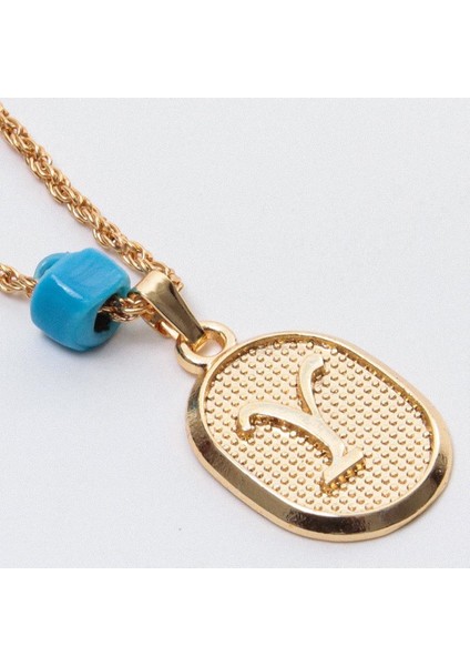 Plastik Boncuklu Burgulu Harf Kolye