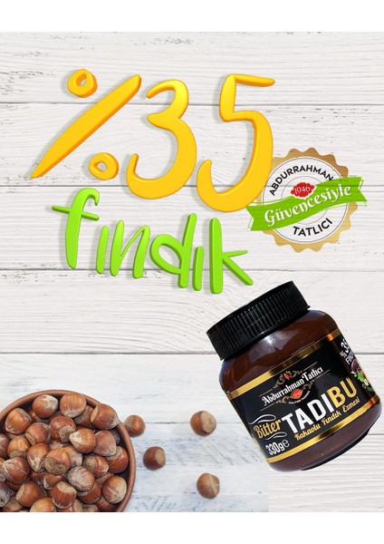 Abdurrahman Tatlıcı Tadıbu Bitter Kakaolu Fındık Ezmesi 330 gr X6