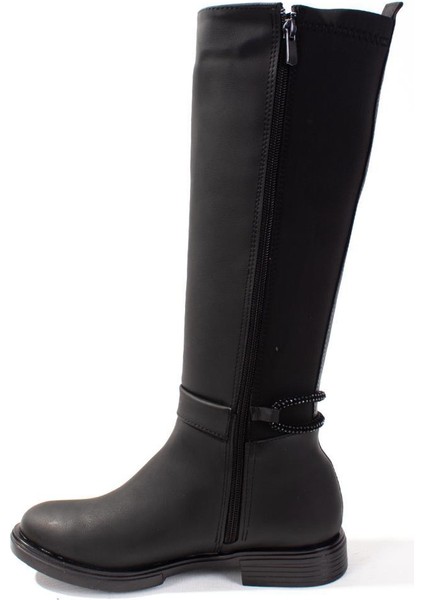 DZA07-43621911 Siyah Streç Günlük Düz Kadın Çizme modelleri