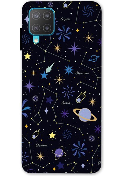 Deste Samsung Galaxy M12 Kılıf Yıldız Gezegen Baskılı Desenli Silikon Kılıf -8185