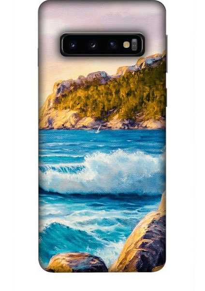 Deste Samsung Galaxy S10 Kılıf Deniz Baskılı Desenli Silikon Kılıf -8009