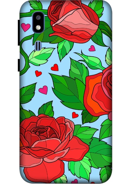 Deste Samsung Galaxy A2 Core Kılıf Kırmızı Gül Baskılı Desenli Silikon Kılıf -8310