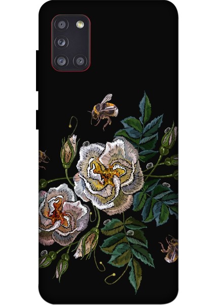 Deste Samsung Galaxy A31 Kılıf Örme Çiçekler Baskılı Desenli Silikon Kılıf -8069