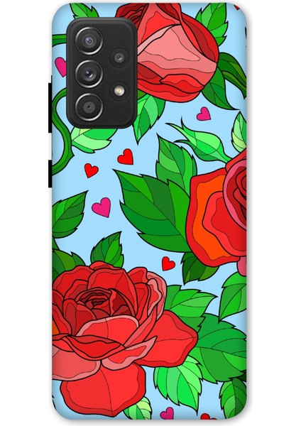 Deste Samsung Galaxy A52 Kılıf Kırmızı Gül Baskılı Desenli Silikon Kılıf -8310