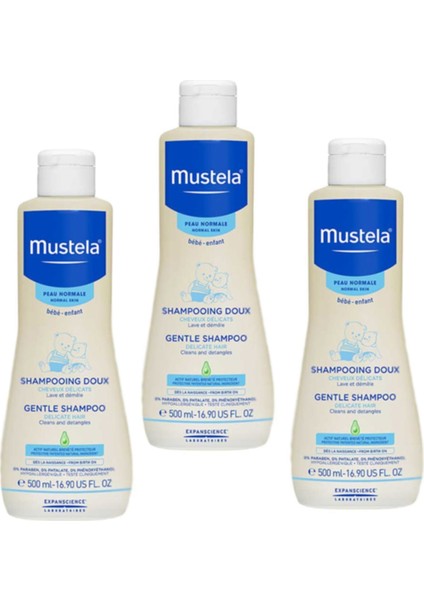 Gentle Göz Yakmayan Bebek Şampuanı 500 ml x 3 Adet | 3 Kutulu Set Orijinal Boy