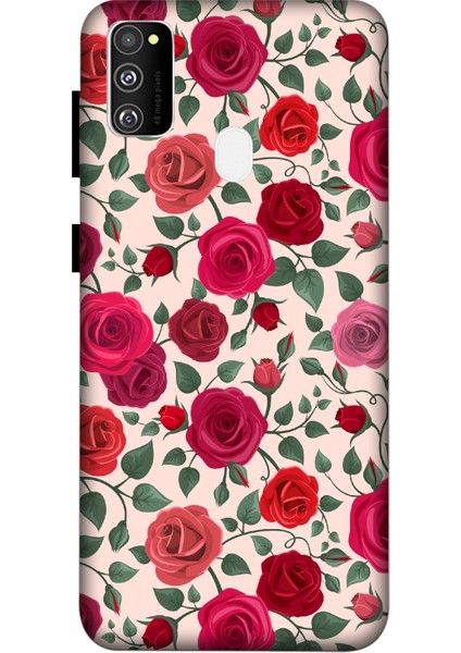 Deste Samsung Galaxy M30S Kılıf Kırmızı Güller Baskılı Desenli Silikon Kılıf -8028