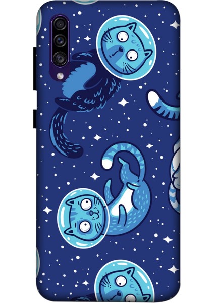 Deste Samsung Galaxy A30S Kılıf Astronot Kedi Baskılı Desenli Silikon Kılıf -8196