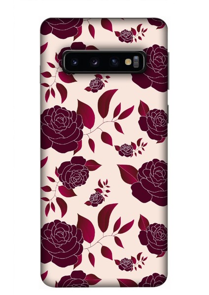 Deste Samsung Galaxy S10 Kılıf Güller Baskılı Desenli Silikon Kılıf -8278
