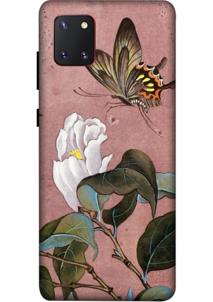 Deste Samsung Galaxy Note 10 Lite Kılıf Kelebek Çiçek Baskılı Desenli Silikon Kılıf -8024
