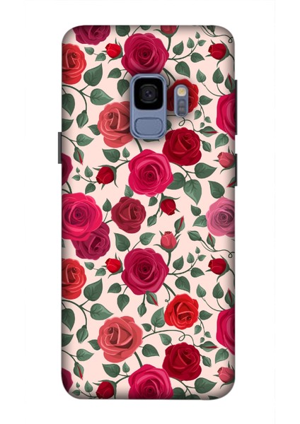 Deste Samsung Galaxy S9 Kılıf Kırmızı Güller Baskılı Desenli Silikon Kılıf -8028