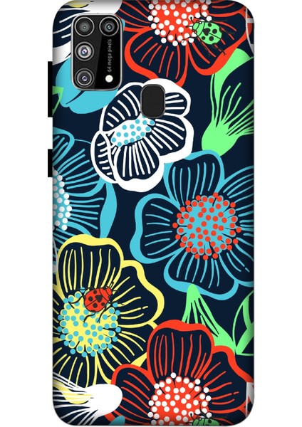 Deste Samsung Galaxy M31 Kılıf Çiçekler Baskılı Desenli Silikon Kılıf -8188