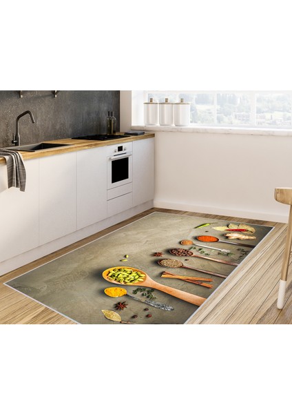 Dijital Baskı Yıkanabilir Kaymaz Taban Mutfak Halısı
