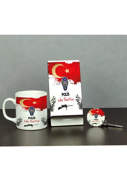 Polise Hediye Üçlü Set (Kupa + Telefon Standı + Anahtarlık) 002