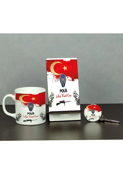 Polise Hediye Üçlü Set (Kupa + Telefon Standı + Anahtarlık) 002