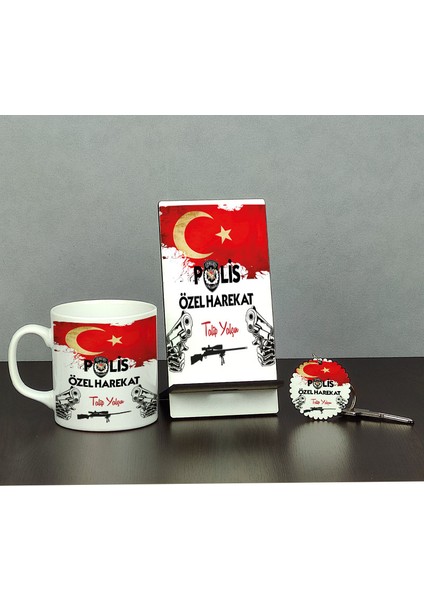 Polis Özel Harekat Üçlü Set (Kupa + Telefon Standı + Anahtarlık) 002