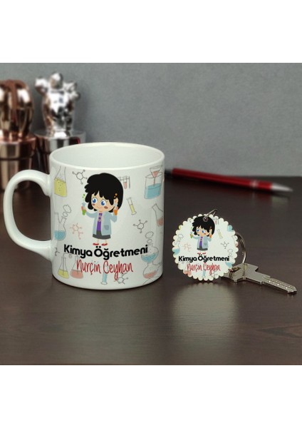 Kimya Öğretmeni Kupa Bardak ve Anahtarlık Set