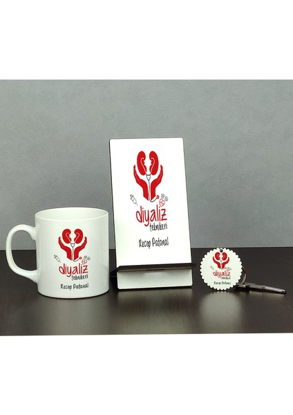Diyaliz Teknikeri Üçlü Set (Kupa + Telefon Standı + Anahtarlık)