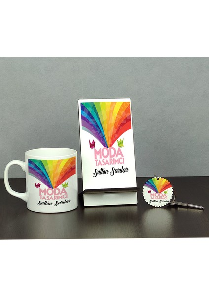 Moda Tasarımcı Üçlü Set (Kupa + Telefon Standı + Anahtarlık)