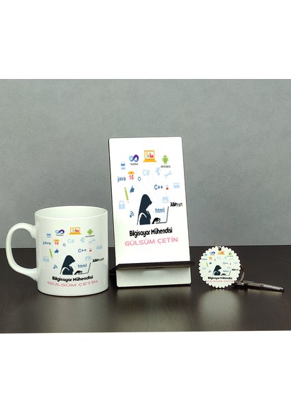 Bilgisayar Mühendisi Üçlü Set (Kupa + Telefon Standı + Anahtarlık) 001