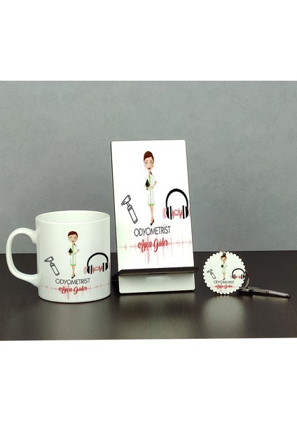 Odyometrist Üçlü Set (Kupa + Telefon Standı + Anahtarlık) 002