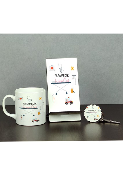 Paramedik Üçlü Set (Kupa + Telefon Standı + Anahtarlık) 002
