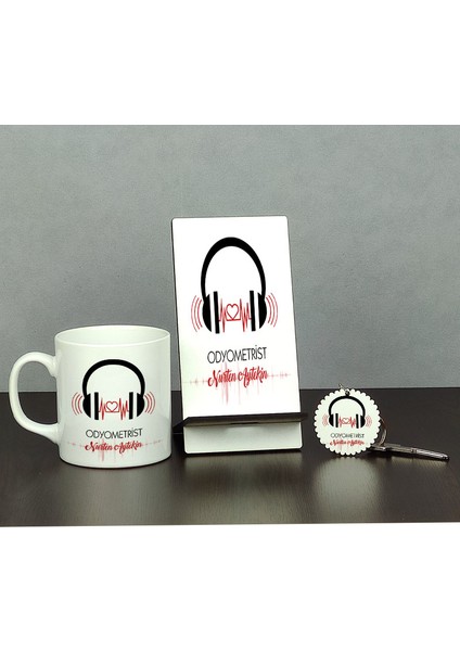 Odyometriste Hediye Üçlü Set (Kupa + Telefon Standı + Anahtarlık)