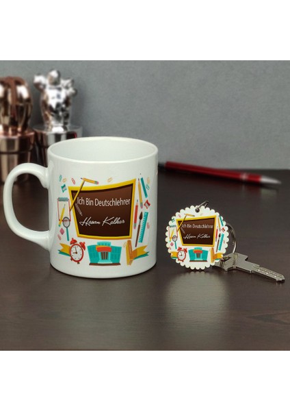 Almanca Öğretmeni Kupa Bardak ve Anahtarlık Set