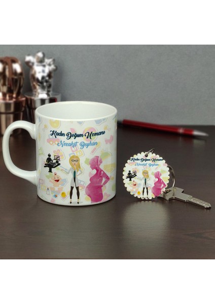 Kadın Doğum Uzmanı Kupa Bardak ve Anahtarlık Set 001