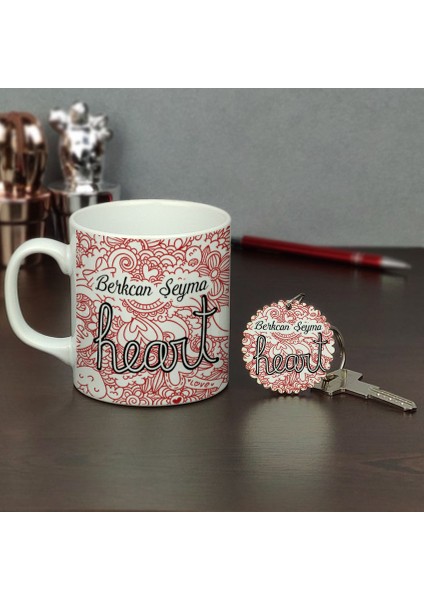 Heart Kupa Bardak ve Anahtarlık Set