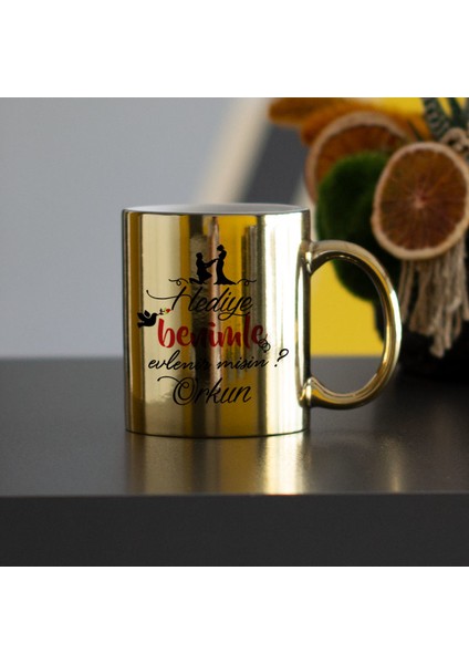 Evlenme Teklifi Gold Kupa Bardak