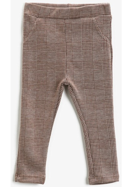 Kareli Beli Lastikli Tayt