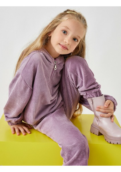 2Kkg17249Ak Bisiklet Yaka NormalKalıp Lila Kız Çocuk Sweatshirt