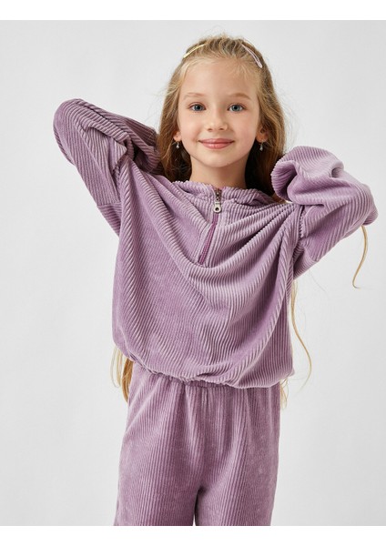 2Kkg17249Ak Bisiklet Yaka NormalKalıp Lila Kız Çocuk Sweatshirt fiyatları