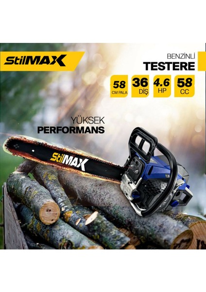 Germany Sth-58 4.6 Hp Tam Professional Çift Egzoz Ağaç Motoru Motorlu Testere Hızar 58 cc