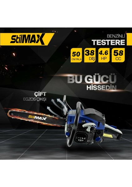 Germany Sth-58 4.6 Hp Tam Professional Çift Egzoz Ağaç Motoru Motorlu Testere Hızar 58 cc fiyatları