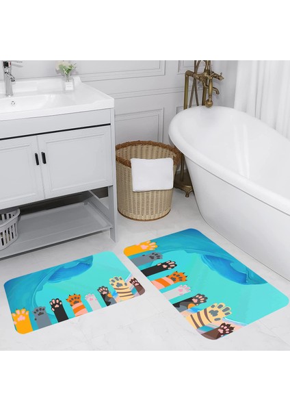 Dijital Baskılı 2'li Banyo Paspas Takımı RVG5132