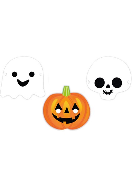 Cadılar Bayramı Temalı Kağıt Maske 6'lı