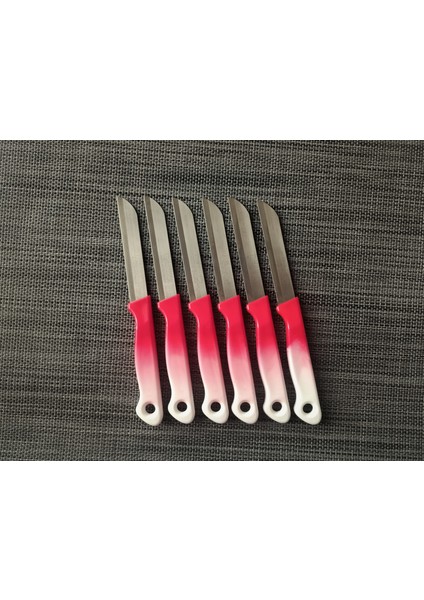 Meyve Sebze Bıçağı Ebruli Kırmızı-Beyaz 6'lı
