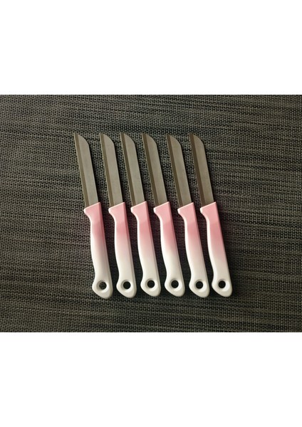 Meyve Sebze Bıçağı Ebruli Pembe-Beyaz 6'lı