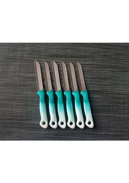 Meyve Sebze Bıçağı Ebruli Turkuaz-Yeşil 6'lı