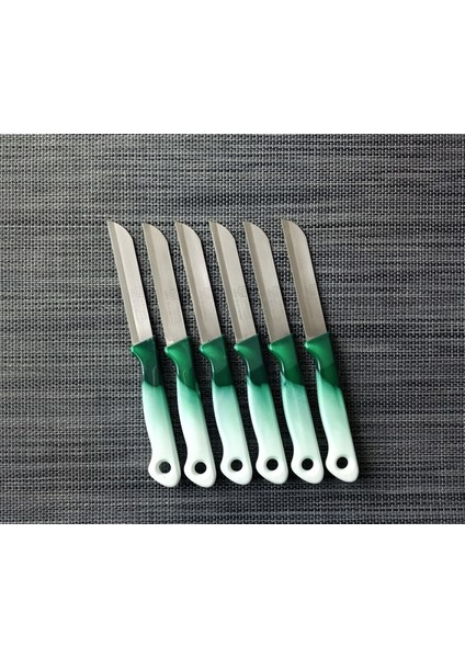 Meyve Sebze Bıçağı Ebruli Yeşil-Beyaz 6'lı