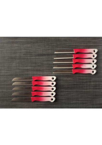 Meyve Sebze Bıçağı Ebruli Kırmızı-Beyaz 10'lu