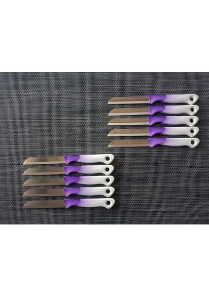 Meyve Sebze Bıçağı Ebruli Mor-Beyaz 10'lu
