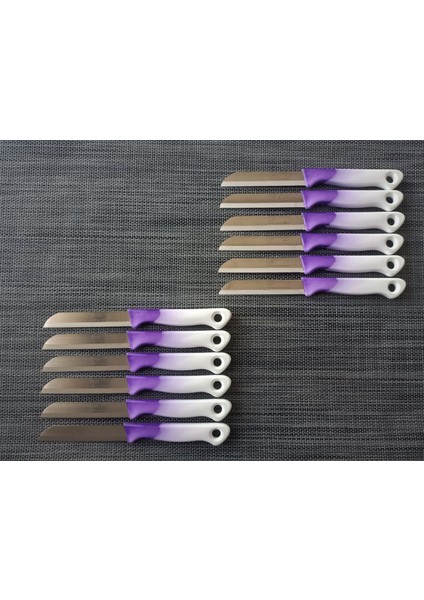 Meyve Sebze Bıçağı Ebruli Mor-Beyaz 12'li