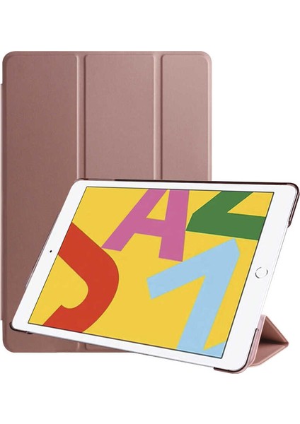 Apple iPad 10.2 2021 (9.Nesil) Kılıf Smart Cover Katlanabilir Standlı Tablet Akıllı Kapak Rose Gold