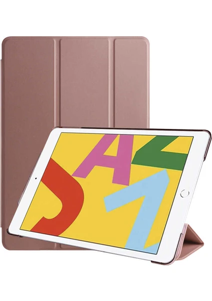 Case 4U Apple iPad 10.2 2021 (9.Nesil) Kılıf Smart Cover Katlanabilir Standlı Tablet Akıllı Kapak Rose Gold