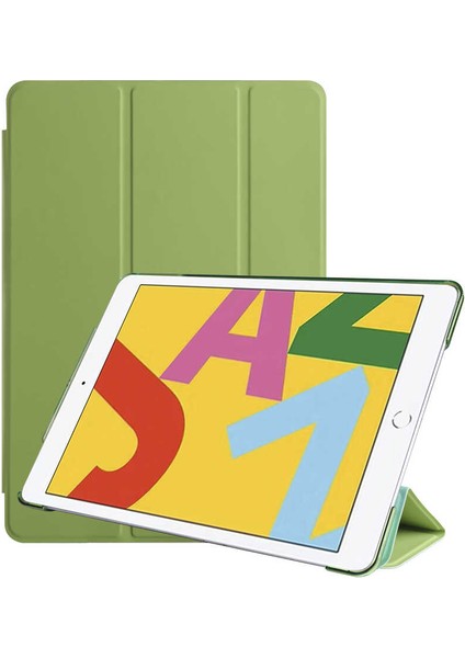 Apple iPad 10.2 2021 (9.Nesil) Kılıf Smart Cover Katlanabilir Standlı Tablet Akıllı Kapak Yeşil