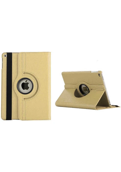 Case 4U Apple iPad 10.2 2021 (9.Nesil) Kılıf Uyku Modlu 360 Derece Dönebilen Standlı Tablet Kılıfı Altın